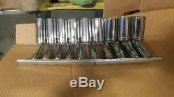 Snap On 19 pc. Socket set, 1/12 Drive, Sizes 3/8 1-1/2 Deep, 12 Point