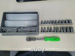 Snap On 21 Piece 1/4 Drive Shallow And Semi-deep Socket Set With #tm835 Ratchet