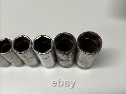 Snap-On 211SFSY 1/4 7/8 3/8 Drive 11 Piece 6 Point SAE Deep Socket Set 8DC