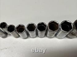 Snap-On 211SFSY 1/4 7/8 3/8 Drive 11 Piece 6 Point SAE Deep Socket Set 8DC