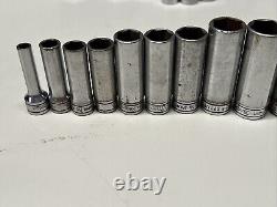 Snap-On 211SFSY 1/4 7/8 3/8 Drive 11 Piece 6 Point SAE Deep Socket Set 8DC