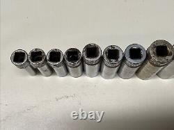 Snap-On 211SFSY 1/4 7/8 3/8 Drive 11 Piece 6 Point SAE Deep Socket Set 8DC