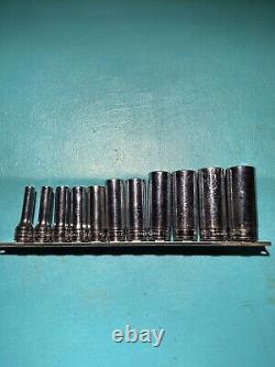 Snap On 211SFSY 1/4 7/8 3/8 Drive 11 Piece 6 Point SAE Deep Socket Set USA