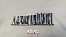 Snap On 211SFSY 11pc 3/8 Drive 6 Point SAE Deep Socket Set (1/4-7/8)