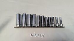 Snap On 211SFSY 11pc 3/8 Drive 6 Point SAE Deep Socket Set (1/4-7/8)