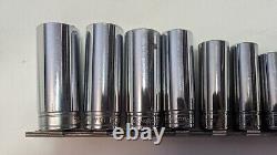 Snap On 211SFSY 11pc 3/8 Drive 6 Point SAE Deep Socket Set (1/4-7/8)