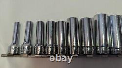 Snap On 211SFSY 11pc 3/8 Drive 6 Point SAE Deep Socket Set (1/4-7/8)