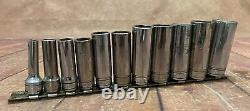 Snap-On 211SFSY 11pc 3/8 Drive 6-Point SAE Flank Drive Deep Socket Set