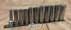 Snap-On 211SFSY 11pc 3/8 Drive 6-Point SAE Flank Drive Deep Socket Set