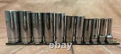 Snap-On 211SFSY 11pc 3/8 Drive 6-Point SAE Flank Drive Deep Socket Set