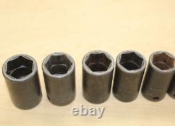 Snap On 212IMFMSYA 11pc 3/8 Drive 6 Point Semi Deep Impact Socket Set Pre-Own