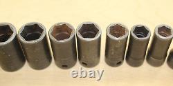 Snap On 212IMFMSYA 11pc 3/8 Drive 6 Point Semi Deep Impact Socket Set Pre-Own