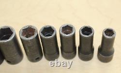 Snap On 212IMFMSYA 11pc 3/8 Drive 6 Point Semi Deep Impact Socket Set Pre-Own