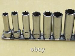 Snap On 212sfsmy 3/8 Metric 6 Point Deep Length Socket Set 8mm To 19mm Used