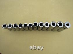 Snap On 212sfsmy 3/8 Metric 6 Point Deep Length Socket Set 8mm To 19mm Used