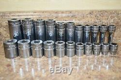 Snap-On 222SFFS 22 Piece 3/8 Drive SAE Shallow Deep 6 Point Socket Set BIN FS