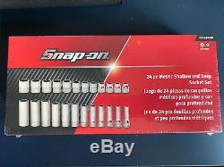 Snap On 24 pc 3/8 Drive 6-Point Metric Flank Drive Shallowith Deep Set