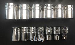 Snap On 26-piece 1/2-drive Sae Shallow & Deep 6-point Socket Set USA