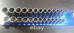 Snap On 26-piece 1/2-drive Sae Shallow & Deep 6-point Socket Set USA