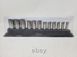 Snap-On 3/8 Drive 12pc. 8mm 19mm 6-point DEEP Socket Set with Holder (212SFSMY)