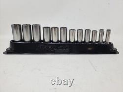 Snap-On 3/8 Drive 12pc. 8mm 19mm 6-point DEEP Socket Set with Holder (212SFSMY)