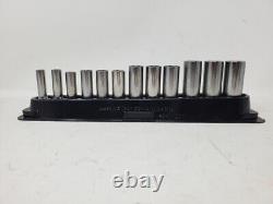 Snap-On 3/8 Drive 12pc. 8mm 19mm 6-point DEEP Socket Set with Holder (212SFSMY)