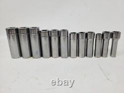 Snap-On 3/8 Drive 12pc. 8mm 19mm 6-point DEEP Socket Set with Holder (212SFSMY)