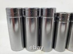 Snap-On 3/8 Drive 12pc. 8mm 19mm 6-point DEEP Socket Set with Holder (212SFSMY)