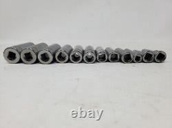 Snap-On 3/8 Drive 12pc. 8mm 19mm 6-point DEEP Socket Set with Holder (212SFSMY)