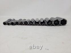 Snap-On 3/8 Drive 12pc. 8mm 19mm 6-point DEEP Socket Set with Holder (212SFSMY)