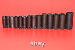 Snap-On 3/8 Drive 14pc Metric 8 24mm Deep 6-POINT Impact Flank Socket Set