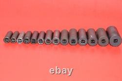 Snap-On 3/8 Drive 14pc Metric 8 24mm Deep 6-POINT Impact Flank Socket Set