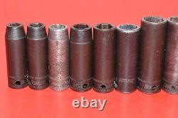 Snap-On 3/8 Drive 14pc Metric 8 24mm Deep 6-POINT Impact Flank Socket Set