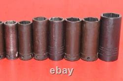 Snap-On 3/8 Drive 14pc Metric 8 24mm Deep 6-POINT Impact Flank Socket Set