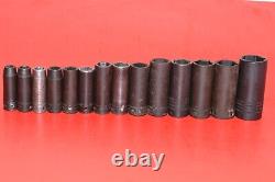 Snap-On 3/8 Drive 14pc Metric 8 24mm Deep 6-POINT Impact Flank Socket Set