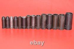 Snap-On 3/8 Drive 14pc Metric 8 24mm Deep 6-POINT Impact Flank Socket Set