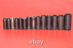 Snap-On 3/8 Drive 14pc Metric 8 24mm Deep 6-POINT Impact Flank Socket Set