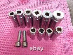 Snap-On 3/8 Drive 6-point SAE Flank Deep Sockets (11pieces)