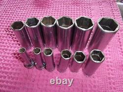 Snap-On 3/8 Drive 6-point SAE Flank Deep Sockets (11pieces)