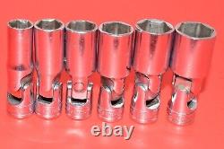 Snap-On 3/8 Drive 6pc SAE 7/16 3/4 Deep 6-POINT Flank Universal Socket Set