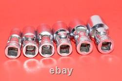 Snap-On 3/8 Drive 6pc SAE 7/16 3/4 Deep 6-POINT Flank Universal Socket Set