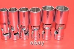 Snap-On 3/8 Drive 6pc SAE 7/16 3/4 Deep 6-POINT Flank Universal Socket Set