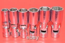 Snap-On 3/8 Drive 6pc SAE 7/16 3/4 Deep 6-POINT Flank Universal Socket Set