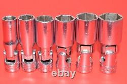 Snap-On 3/8 Drive 6pc SAE 7/16 3/4 Deep 6-POINT Flank Universal Socket Set