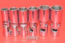 Snap-On 3/8 Drive 6pc SAE 7/16 3/4 Deep 6-POINT Flank Universal Socket Set