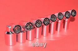 Snap-On 3/8 Drive 8 PIECE Metric 6-Point 10 19mm Deep Universal Socket Set