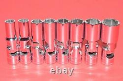 Snap-On 3/8 Drive 8 PIECE Metric 6-Point 10 19mm Deep Universal Socket Set