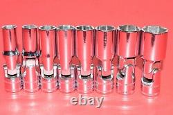 Snap-On 3/8 Drive 8 PIECE Metric 6-Point 10 19mm Deep Universal Socket Set