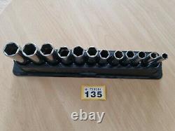 Snap On 3/8 Drive Deep Socket Set 6 Point 8mm-19mm Magnetic Tray Used