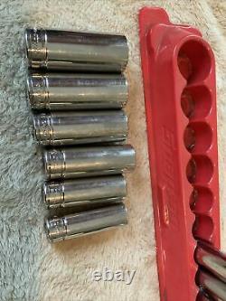 Snap On 3/8 Drive Deep Socket Set, 6 Point Sae, Magnetic Tray